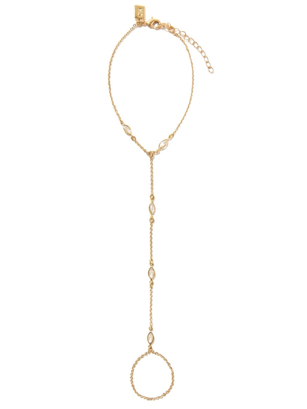 Gold Marquise Accent Hand Chain Bracelet